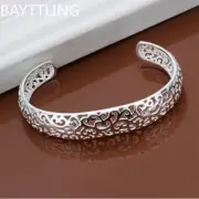 925 Sterling Silver Open Bangle Bracelet - Retro Charm Fashion Jewelry