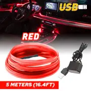 5M Car Interior Atmosphere Wire Light Decor Strip LED Accessories Lamp USB Red (for: Porsche)