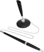 Veemoon Secure Pen with Adhesive Chain and Holder for Home or Office - Ideal for Banks - Hotels and Reception Counters Convenient Desktop Accessory for Enhanced Security