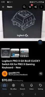 Logitech Pro X Gx Blue Clicky Switch Kit For Pro X Gaming