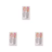 3x 2pc Splosh Picnic Retro Floral Cheese Knife Set Bamboo Handle 13x2.5cm