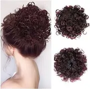 Hairpiece Afro Puff Kinky Curly Bun Hair Synthetic Drawstring Ponytail Clip In Short Extensions Hairpieces Daily Use(1BTBUG)