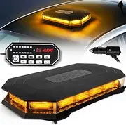 ASPL 16.5 Inch Roof Top Beacon Emergency Strobe Light with Controller 56 LED Magnetic Warning Caution lights bar Traffic Hazard Plow Light for Trucks Vehicles Construction Snowplow (Amber)