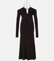 [Ferragamo] Ferragamo Off-shoulder midi dress AU 8 brown