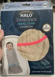 HALO Small Birth-3 Months Ideal Temp SleepSack Swaddle in oatmeal And Pink ~ NEW