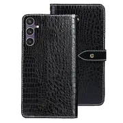 For Samsung Galaxy S24 FE Case Crocodile Texture PU Leather Flip Phone Cover