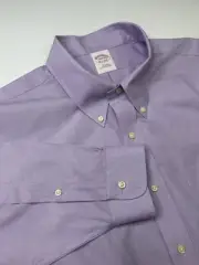 New Vintage Brooks Brothers Button Down Plain Non Iron Purple Makers 2XL