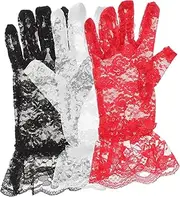 [DEARMAMY] Gorgeous Lace Gloves Set 3 Pairs for Prom Wedding Banquet and Parties Simple to Wear Sun-blocking
