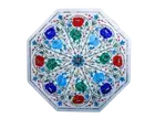 21" Marble Side Coffee Table Top Lapis Carnelian Inlay Home Decor Art
