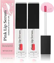 Pink Lip Serum Plump, Color Changing Lip Gloss Magic, Hydrating Lip Glow Oil Plumping Gloss Tinted Lip Balm Lip Care, Lip Plumper Transparent Lip Serum for Women Girls Lip Care(2pcs)