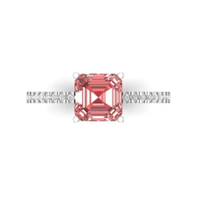 2.7Ct Cushion Cut Natural Garnet Gold Solitaire with Accents Engagement Ring