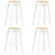 NNEVL Bar Stools 4 pcs White Solid Mango Wood