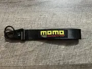New Momo Racing Black Keychain Wrist Lanyard With Metal Key ring hook Strap