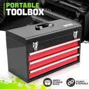 20" 3 Drawers Multiple Storage Tool Box Flat Top Steel Portable Hand Carry Red