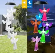 Solar Wind Chimes Lights LED Angels Color Changing Garden Lawn Hanging Lamp Deco