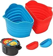 Slow Cooker Liners, 2 Pack Divider Silicone Liners for 6 QT Oval Pot, Reusable Leakproof Large Liners for Kitchen Use, Foldable Dishwasher Safe Cooking Liner