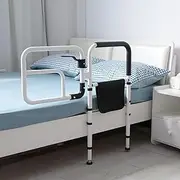 Bed Assist Rail Adjustable Assist Railing Steel Medical Bed Rail with Storage Bag Bed Railing Fixing Strap Safety Rail