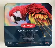 Derwent Chromaflow Soft Core Colour Pencils Tin Case 72 Assorted 2306014 New