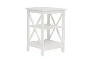Long Island Side Bedside Table White 2 Shelves Nightstand Unit Storage