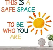 Inspirational Classroom Wall Decor,This is A Safe Space to Be Who You are Wall Art | Removable Positivity Art Stickers for Kids Room Nursery Classroom Decor