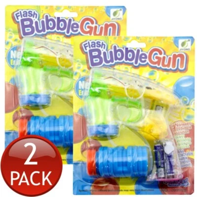 2 x Bubble Gun Maker Set Automatic Toy Kids Outdoor Fun Batteries Included 3xAAA