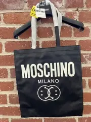 Moschino Tote Leather Black Bag Smiley Logo New With Tags