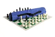 Quiver Chess Set Combination - Triple Weighted - Royal Blue & White Polka Dots