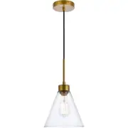 Living District LD2501BR Mera 1 Light 8 inch Brass Pendant Ceiling Light