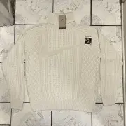 New Nike Life Cable Knit Turtleneck Sweater Light Bone Men’s Size M FB7770-072