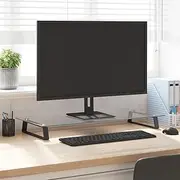Monitor Stand, Computer Screen Riser Desk Stand, Modern Design, Loading capacity 10 kg, 80 x 35 x 8 cm, Tempered Glass and Metal