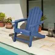 CostwayAll-Weather Adirondack Chair with Cup Holder for Patio-Navy