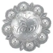 New 2" Large Western Concho Round Berry Silver Bright