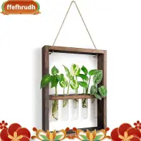 在飛比找蝦皮購物優惠-壁掛式懸掛植物試管花蕾玻璃玻璃容器木框家庭花園婚禮裝飾 ff