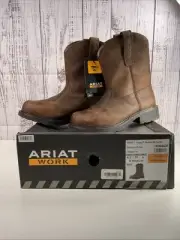 Ariat Ladies Fat baby Distressed Brown Pull On Steel Toe Work Boots 10040431 EUC
