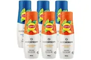 SodaStream Lipton Ice Tea Lemon/Peach Variety Assorted Pack Syrup Mix 440mL Pack 6