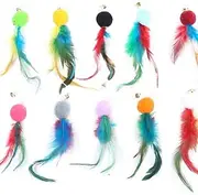 Cat toys，10 Pieces Cat Feather Toys Natural Bird Feather Refill Worm Replacement Refill Cat Wand Toy Teaser Refills, Interactive Teaser Toy for Cats (10 feather replacement heads)
