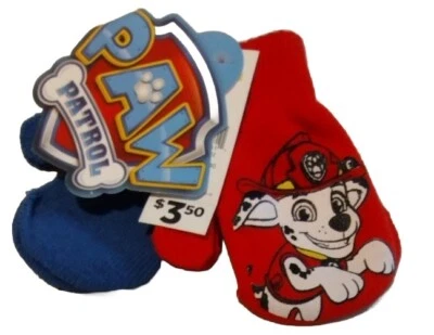 Paw Patrol Kids Mittens Red & Blue Knit - Set Of 2 Pairs Nickelodeon