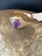 Navajo faceted Purple Amethyst Sterling Silver Ring Size 8.5 01786