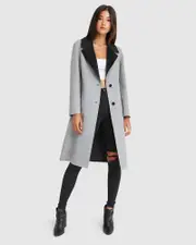 [Belle & Bloom] Lexington Two-Tone Wool Blend Coat - Grey