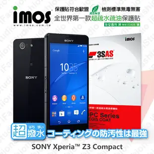 【愛瘋潮】SONY XPERIA Z3 Compact iMOS 3SAS 防潑水 防指紋 保護貼 (8.6折)