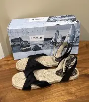 Sperry Topsider MARIGOT Black Flat Sandals Espadrilles Ankle Strap sz 9M, NIB