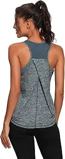 KiRYu Womens Workout Tops for Women Racerback Tank Tops Mesh Yoga Shirts Athletic Running Tank Tops Sleeveless Gym Clothes Blue Black