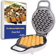 Hong Kong Bubble Waffle Maker by StarBlue with BONUS recipe e-book - White - Make Hong Kong Style Bubble Egg Waffle in 5 minutes, AC 220-240V 50/60Hz 640W UK Plug, Australia Adapter Included