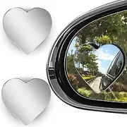 2 Pack Heart Blind Spot Mirrors, Wide Angle Convex Rearview Side Mirrors, Cute Frameless Stick-On Car Accessories for Women, SUVs, and Trucks