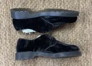 Dr Marten Black Crushed Velvet Lace Up Oxford Unisex Womens Size 9 New In Box