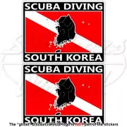 SOUTH KOREA SCUBA DIVING Flag-S.Korean Map Shape Rectangular Stickers 75mm x2