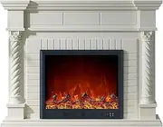 ModaLiving Lorient 1500W Electric Fireplace Heater Mantel Suite Smartphone Control Cream Finish 30-Inch Insert Flame Sound Timer LED Fully Assembled (Cream)