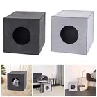 Cube Bed Foldable Soft Self Warming Snooze Sleeping Indoor Cat House Felt Cave