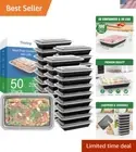 Sturdy 50 Pack 28 oz Meal Prep Containers with Lids - Microwave & Freezer Safe