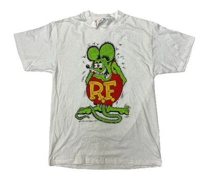 RARE VTG 90s Rat Fink T-Shirt NWT L Hanes USA Ed Roth NOS Single Stitch Hot Rod